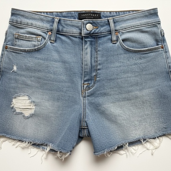 Sanctuary Light Blue Distressed Jean Shorts - Picture 2 of 5